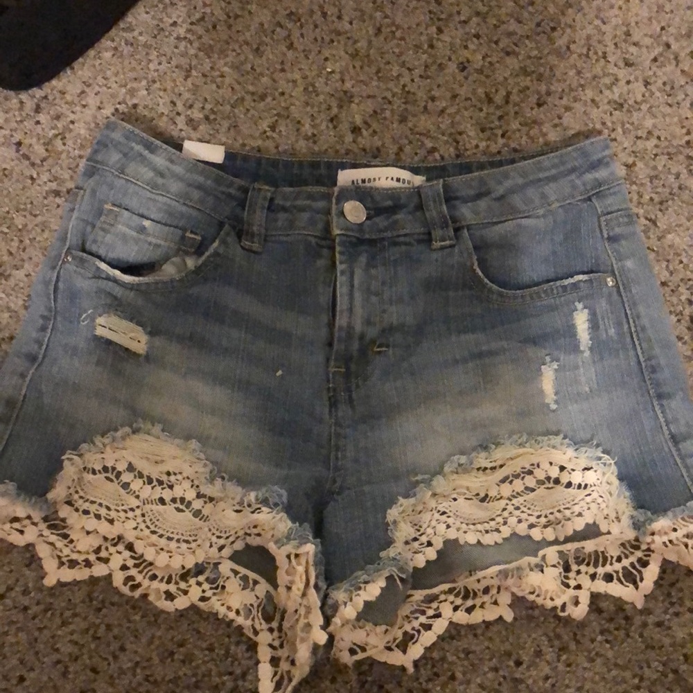 Denim Shorts with lace trim